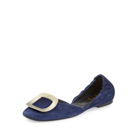 ROGER VIVIER Ballerine Chips Suede d'Orsay Flat - Picture 1 of 14